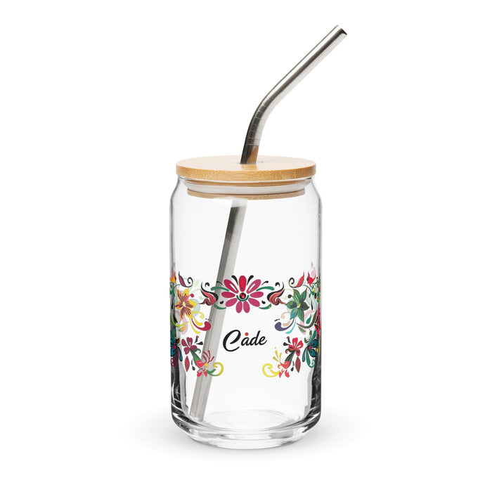 Cade Exclusive Name Art Piece Can-Shaped Glass Home Office Work Mexican Spanish Pride Gift Cup One-Of-A-Kind Calligraphy Glass | C9 Mexicada 16 oz With Lid & Straw