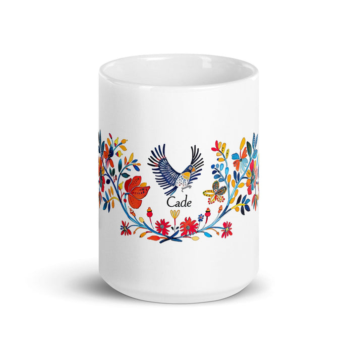 Cade Exclusive Name Art Piece Home Office Work Coffee Mug Mexican Spanish Pride Gift Cup One-Of-A-Kind Calligraphy White Glossy Mug | C1 Mexicada