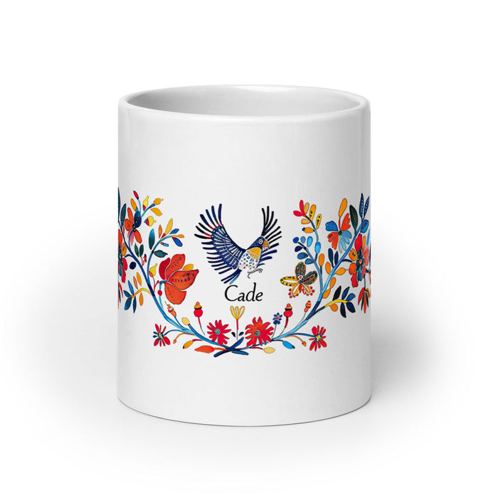 Cade Exclusive Name Art Piece Home Office Work Coffee Mug Mexican Spanish Pride Gift Cup One-Of-A-Kind Calligraphy White Glossy Mug | C1 Mexicada