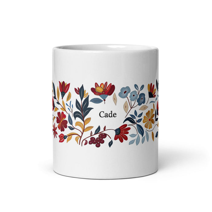 Cade Exclusive Name Art Piece Home Office Work Coffee Mug Mexican Spanish Pride Gift Cup One-Of-A-Kind Calligraphy White Glossy Mug | C11 Mexicada