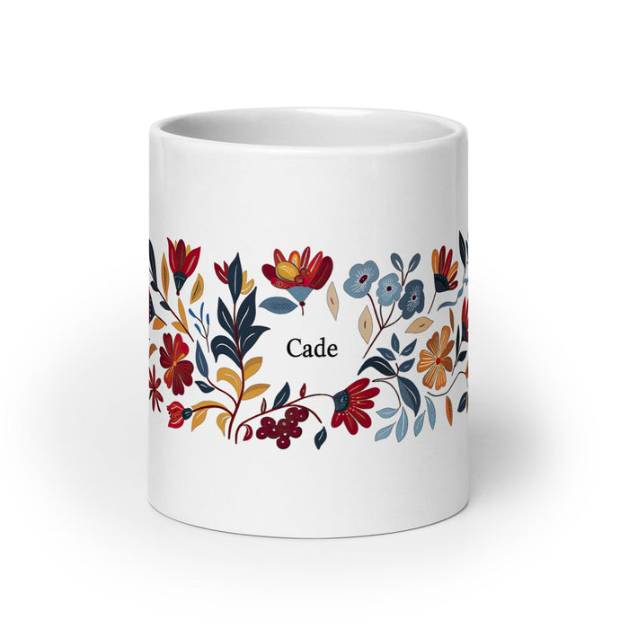 Cade Exclusive Name Art Piece Home Office Work Coffee Mug Mexican Spanish Pride Gift Cup One-Of-A-Kind Calligraphy White Glossy Mug | C11 Mexicada