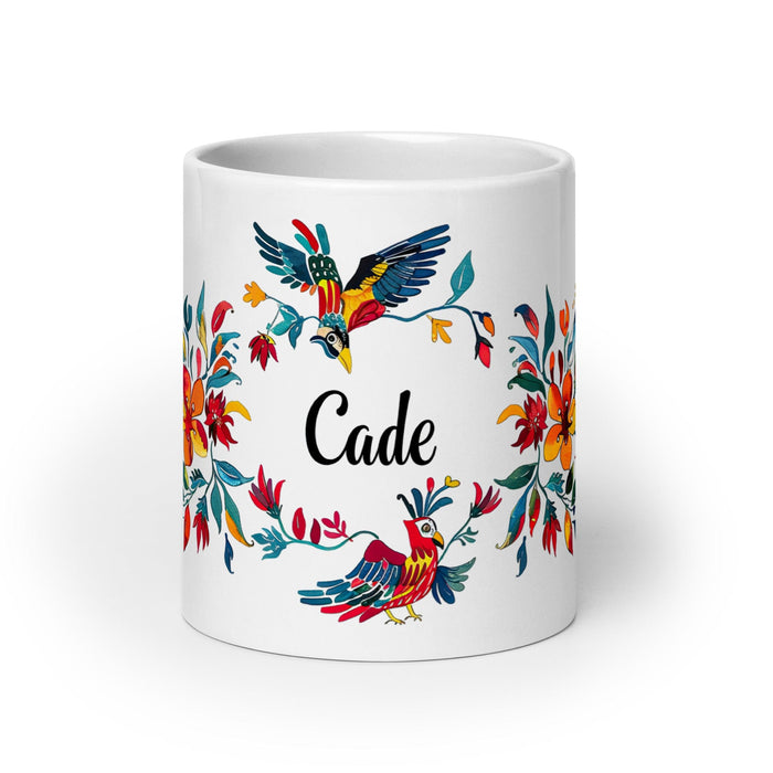 Cade Exclusive Name Art Piece Home Office Work Coffee Mug Mexican Spanish Pride Gift Cup One-Of-A-Kind Calligraphy White Glossy Mug | C12 Mexicada