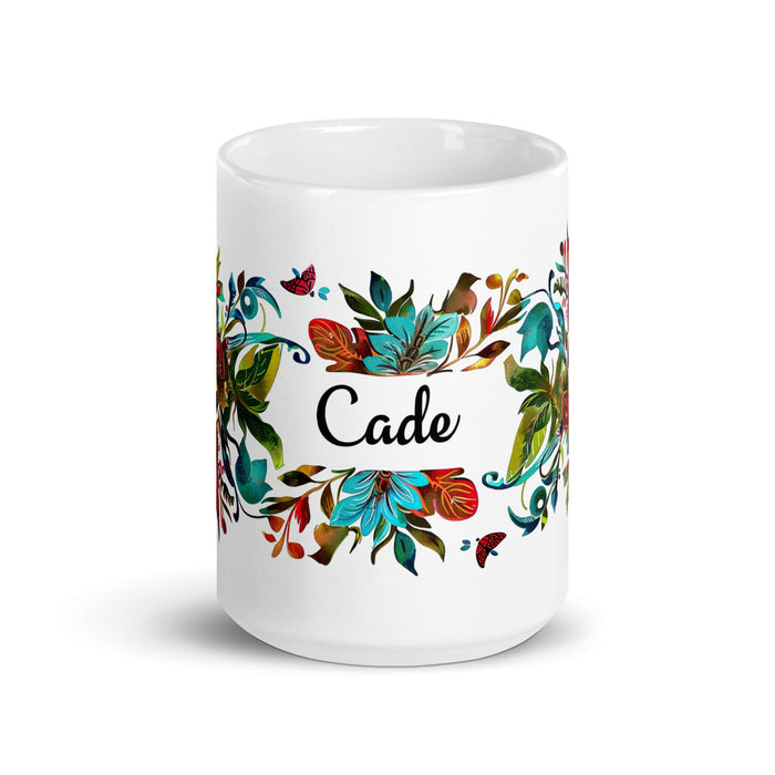 Cade Exclusive Name Art Piece Home Office Work Coffee Mug Mexican Spanish Pride Gift Cup One-Of-A-Kind Calligraphy White Glossy Mug | C13 Mexicada