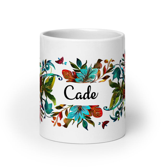 Cade Exclusive Name Art Piece Home Office Work Coffee Mug Mexican Spanish Pride Gift Cup One-Of-A-Kind Calligraphy White Glossy Mug | C13 Mexicada