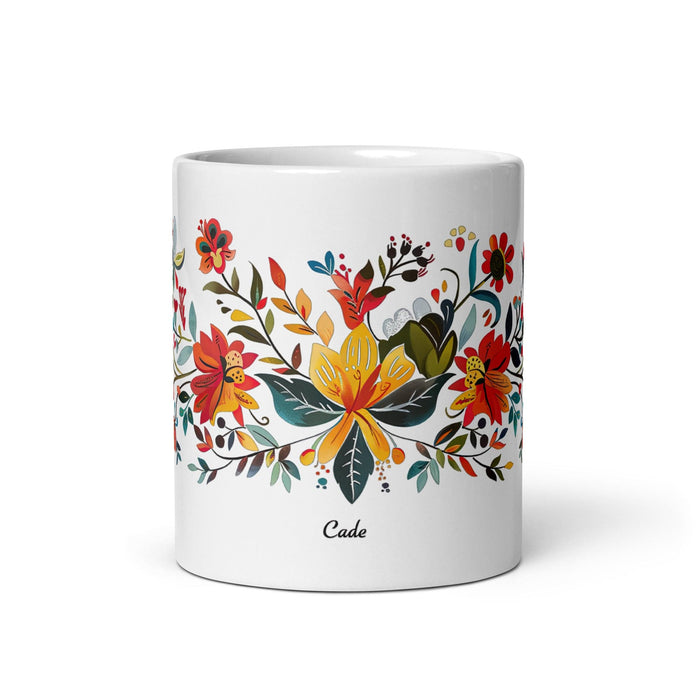 Cade Exclusive Name Art Piece Home Office Work Coffee Mug Mexican Spanish Pride Gift Cup One-Of-A-Kind Calligraphy White Glossy Mug | C14 Mexicada