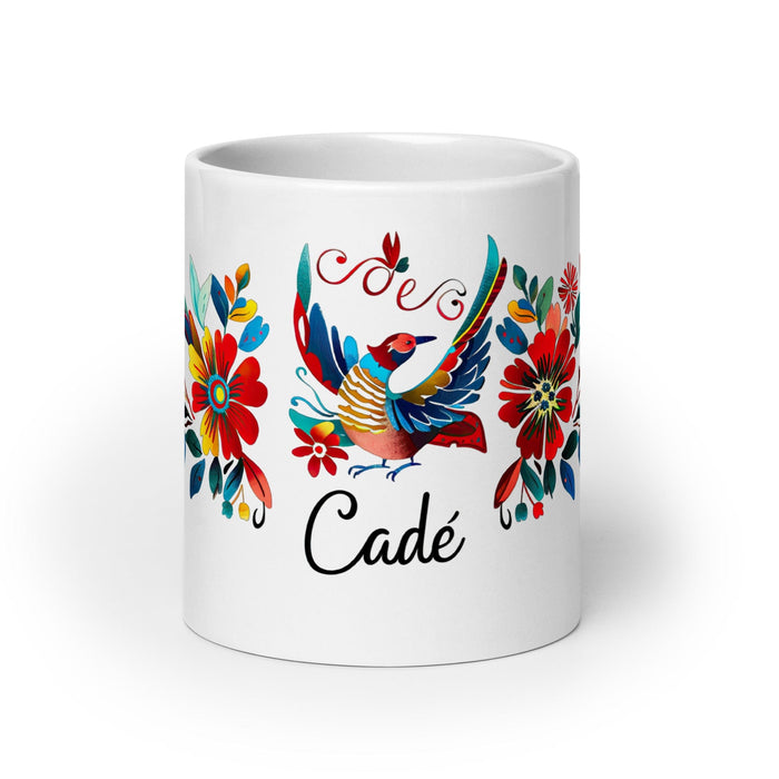 Cade Exclusive Name Art Piece Home Office Work Coffee Mug Mexican Spanish Pride Gift Cup One-Of-A-Kind Calligraphy White Glossy Mug | C16 Mexicada