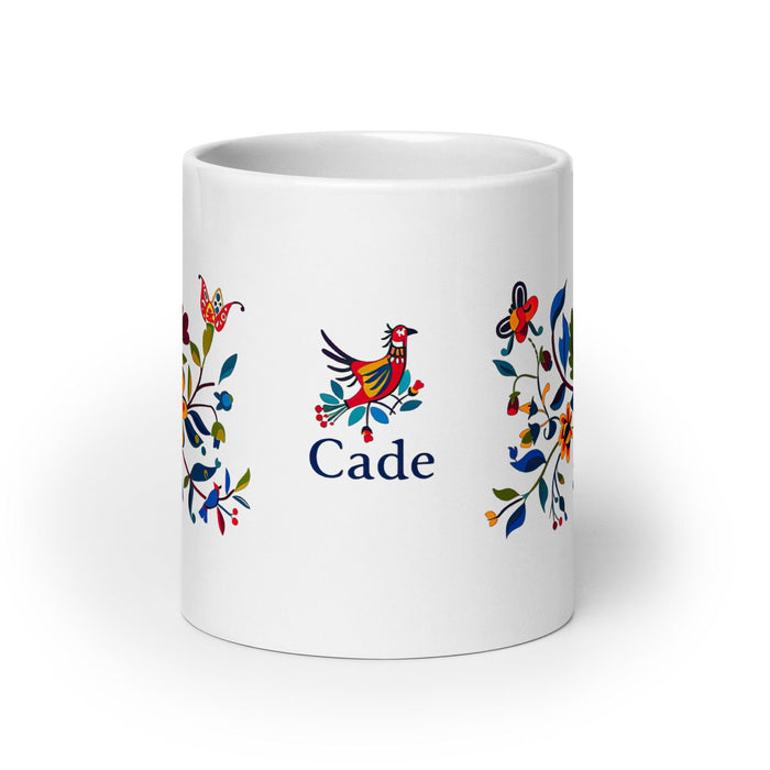 Cade Exclusive Name Art Piece Home Office Work Coffee Mug Mexican Spanish Pride Gift Cup One-Of-A-Kind Calligraphy White Glossy Mug | C17 Mexicada