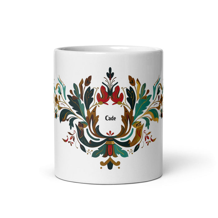 Cade Exclusive Name Art Piece Home Office Work Coffee Mug Mexican Spanish Pride Gift Cup One-Of-A-Kind Calligraphy White Glossy Mug | C19 Mexicada