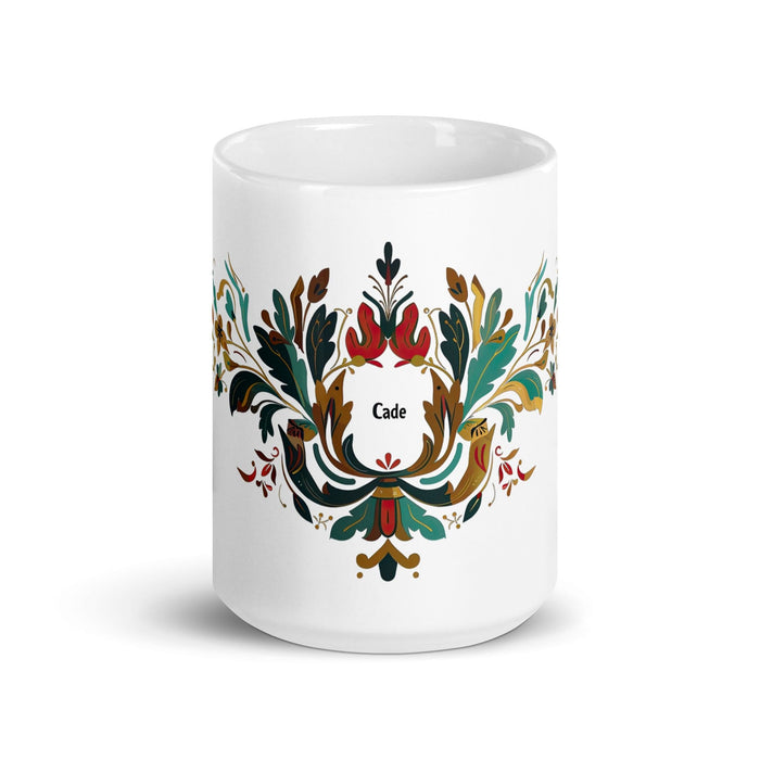 Cade Exclusive Name Art Piece Home Office Work Coffee Mug Mexican Spanish Pride Gift Cup One-Of-A-Kind Calligraphy White Glossy Mug | C19 Mexicada