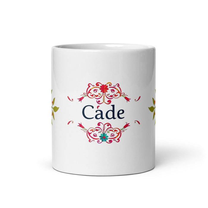 Cade Exclusive Name Art Piece Home Office Work Coffee Mug Mexican Spanish Pride Gift Cup One-Of-A-Kind Calligraphy White Glossy Mug | C2 Mexicada