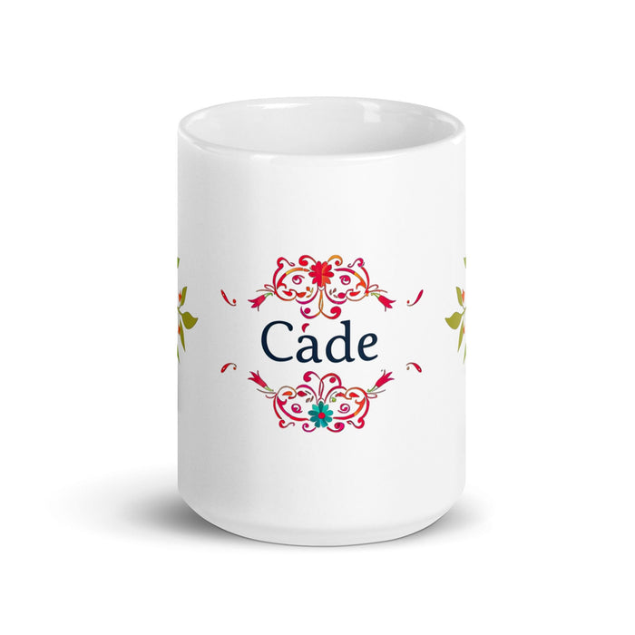 Cade Exclusive Name Art Piece Home Office Work Coffee Mug Mexican Spanish Pride Gift Cup One-Of-A-Kind Calligraphy White Glossy Mug | C2 Mexicada