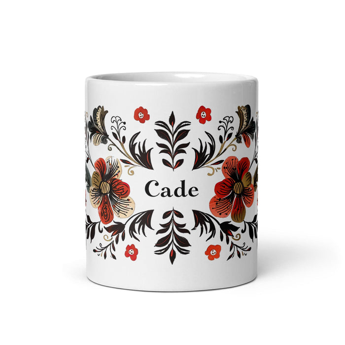 Cade Exclusive Name Art Piece Home Office Work Coffee Mug Mexican Spanish Pride Gift Cup One-Of-A-Kind Calligraphy White Glossy Mug | C20 Mexicada