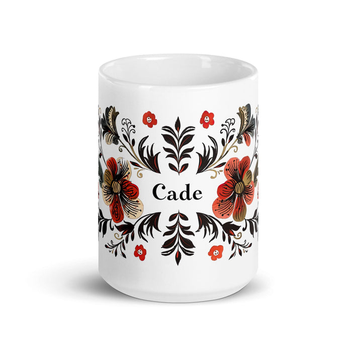 Cade Exclusive Name Art Piece Home Office Work Coffee Mug Mexican Spanish Pride Gift Cup One-Of-A-Kind Calligraphy White Glossy Mug | C20 Mexicada