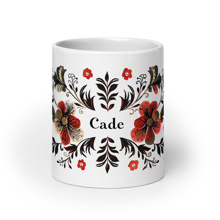 Cade Exclusive Name Art Piece Home Office Work Coffee Mug Mexican Spanish Pride Gift Cup One-Of-A-Kind Calligraphy White Glossy Mug | C20 Mexicada