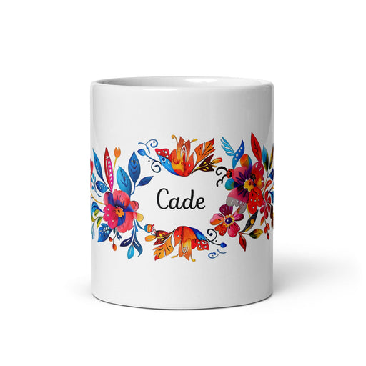 Cade Exclusive Name Art Piece Home Office Work Coffee Mug Mexican Spanish Pride Gift Cup One-Of-A-Kind Calligraphy White Glossy Mug | C22 Mexicada