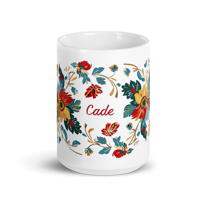 Cade Exclusive Name Art Piece Home Office Work Coffee Mug Mexican Spanish Pride Gift Cup One-Of-A-Kind Calligraphy White Glossy Mug | C23 Mexicada