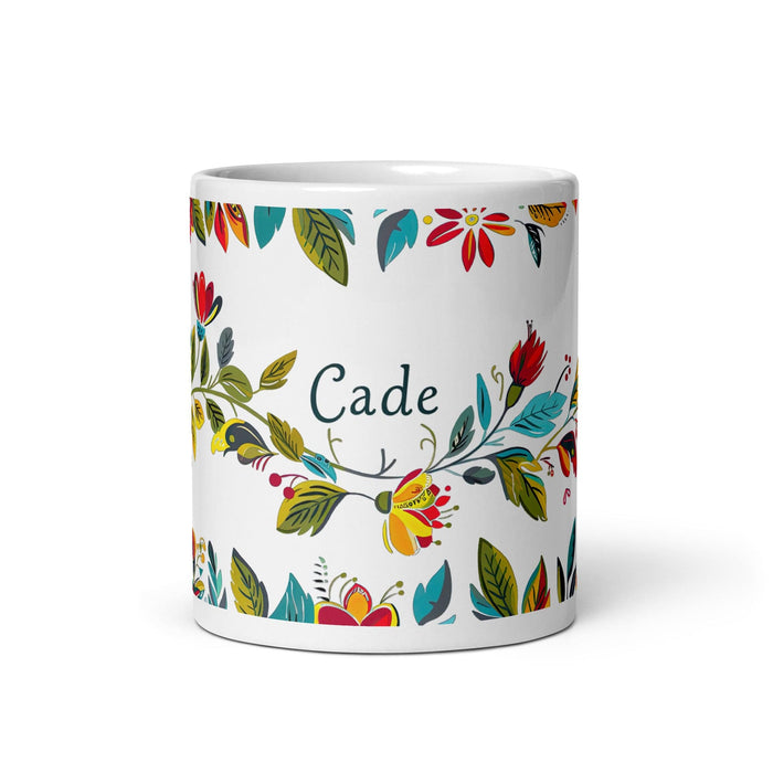 Cade Exclusive Name Art Piece Home Office Work Coffee Mug Mexican Spanish Pride Gift Cup One-Of-A-Kind Calligraphy White Glossy Mug | C24 Mexicada