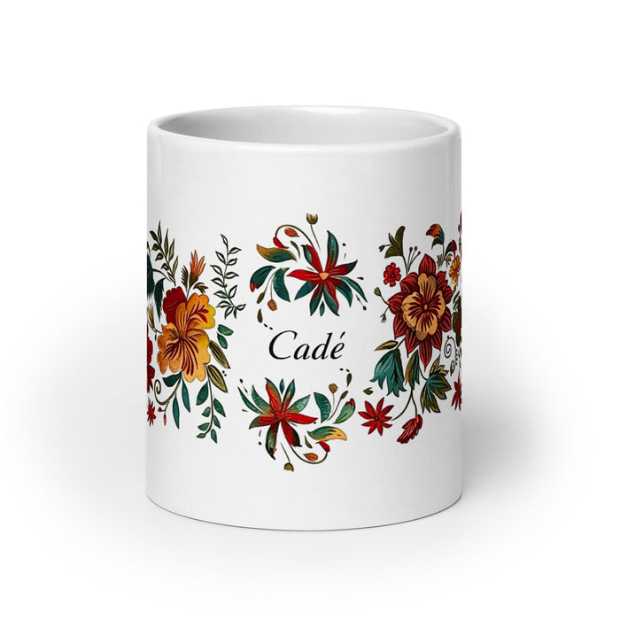 Cade Exclusive Name Art Piece Home Office Work Coffee Mug Mexican Spanish Pride Gift Cup One-Of-A-Kind Calligraphy White Glossy Mug | C25 Mexicada