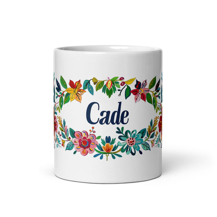 Cade Exclusive Name Art Piece Home Office Work Coffee Mug Mexican Spanish Pride Gift Cup One-Of-A-Kind Calligraphy White Glossy Mug | C26 Mexicada