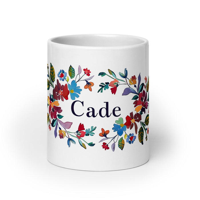 Cade Exclusive Name Art Piece Home Office Work Coffee Mug Mexican Spanish Pride Gift Cup One-Of-A-Kind Calligraphy White Glossy Mug | C27 Mexicada