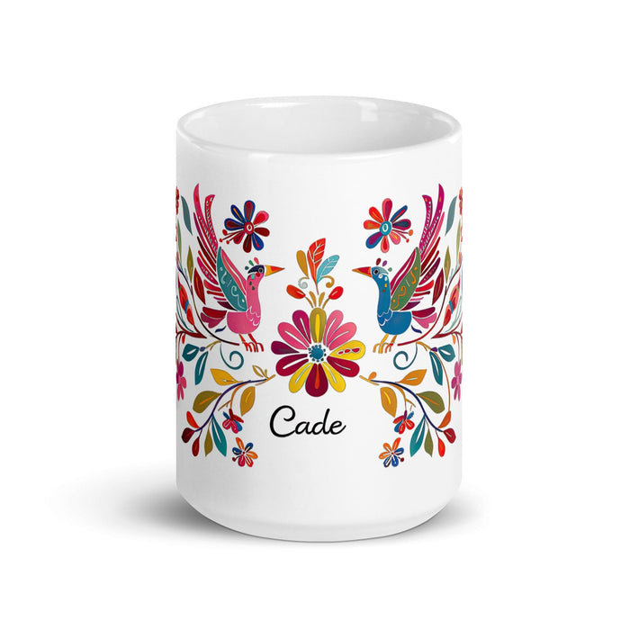 Cade Exclusive Name Art Piece Home Office Work Coffee Mug Mexican Spanish Pride Gift Cup One-Of-A-Kind Calligraphy White Glossy Mug | C29 Mexicada