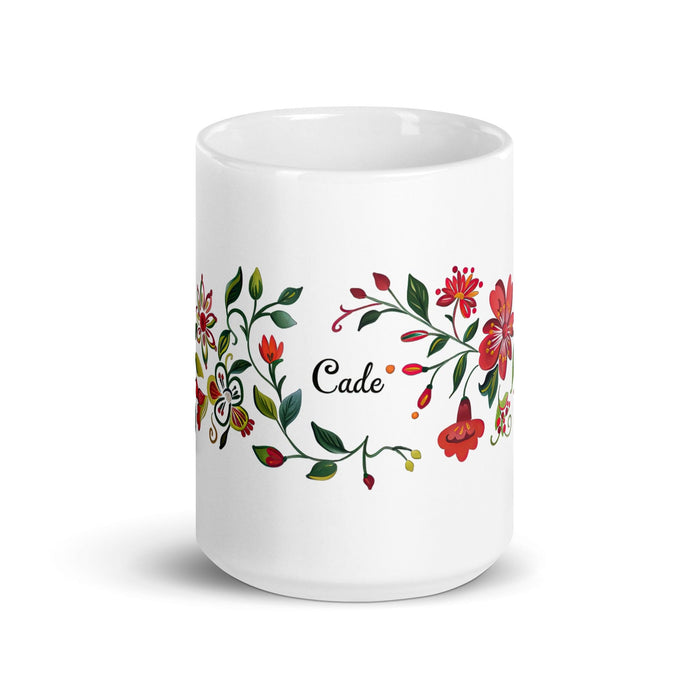 Cade Exclusive Name Art Piece Home Office Work Coffee Mug Mexican Spanish Pride Gift Cup One-Of-A-Kind Calligraphy White Glossy Mug | C30 Mexicada