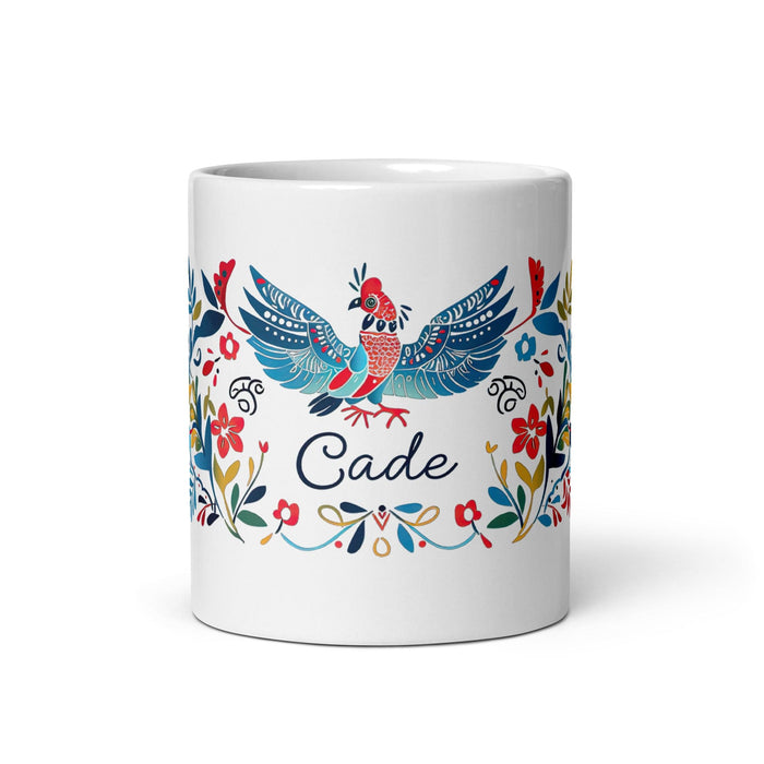 Cade Exclusive Name Art Piece Home Office Work Coffee Mug Mexican Spanish Pride Gift Cup One-Of-A-Kind Calligraphy White Glossy Mug | C31 Mexicada