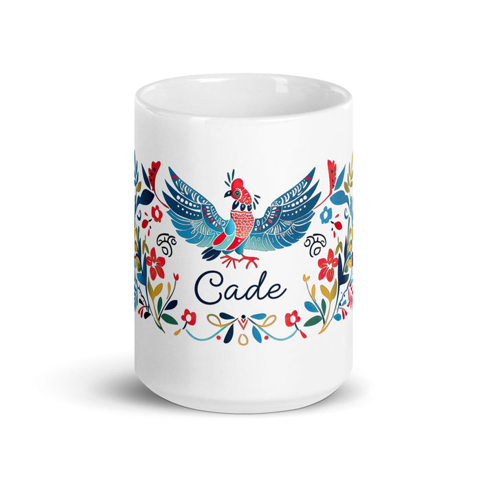 Cade Exclusive Name Art Piece Home Office Work Coffee Mug Mexican Spanish Pride Gift Cup One-Of-A-Kind Calligraphy White Glossy Mug | C31 Mexicada