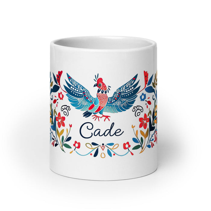 Cade Exclusive Name Art Piece Home Office Work Coffee Mug Mexican Spanish Pride Gift Cup One-Of-A-Kind Calligraphy White Glossy Mug | C31 Mexicada