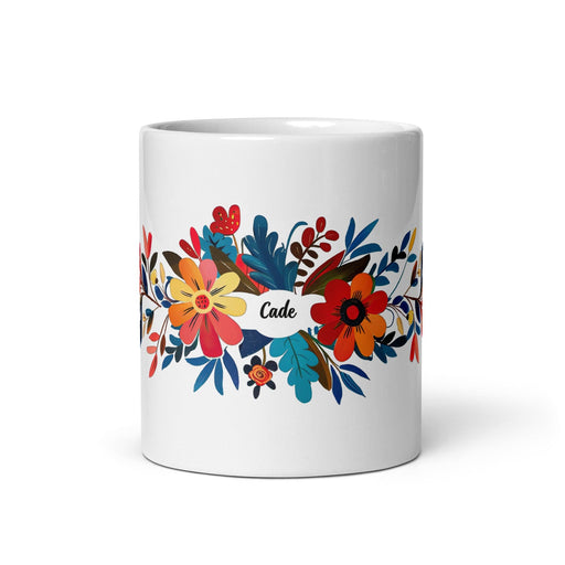 Cade Exclusive Name Art Piece Home Office Work Coffee Mug Mexican Spanish Pride Gift Cup One-Of-A-Kind Calligraphy White Glossy Mug | C33 Mexicada