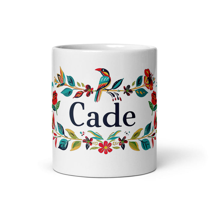 Cade Exclusive Name Art Piece Home Office Work Coffee Mug Mexican Spanish Pride Gift Cup One-Of-A-Kind Calligraphy White Glossy Mug | C37 Mexicada