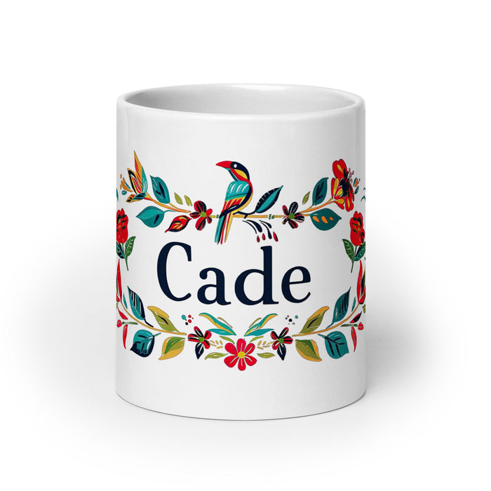 Cade Exclusive Name Art Piece Home Office Work Coffee Mug Mexican Spanish Pride Gift Cup One-Of-A-Kind Calligraphy White Glossy Mug | C37 Mexicada