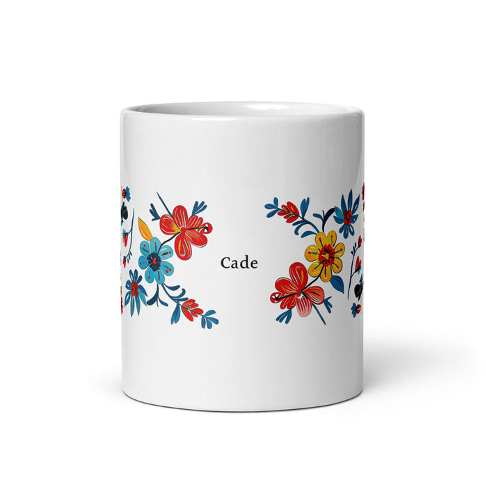 Cade Exclusive Name Art Piece Home Office Work Coffee Mug Mexican Spanish Pride Gift Cup One-Of-A-Kind Calligraphy White Glossy Mug | C38 Mexicada