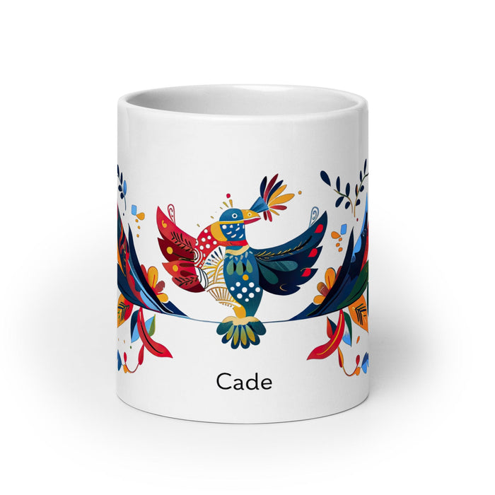 Cade Exclusive Name Art Piece Home Office Work Coffee Mug Mexican Spanish Pride Gift Cup One-Of-A-Kind Calligraphy White Glossy Mug | C39 Mexicada