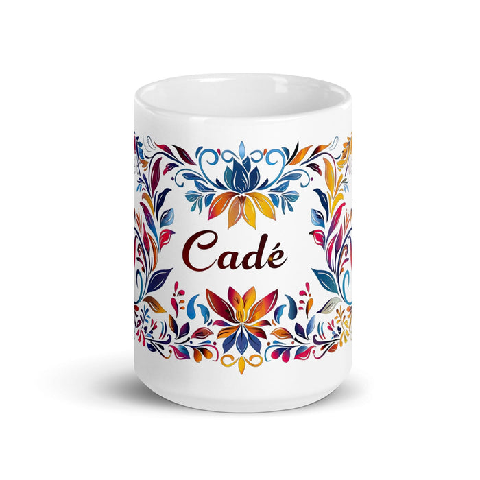 Cade Exclusive Name Art Piece Home Office Work Coffee Mug Mexican Spanish Pride Gift Cup One-Of-A-Kind Calligraphy White Glossy Mug | C4 Mexicada