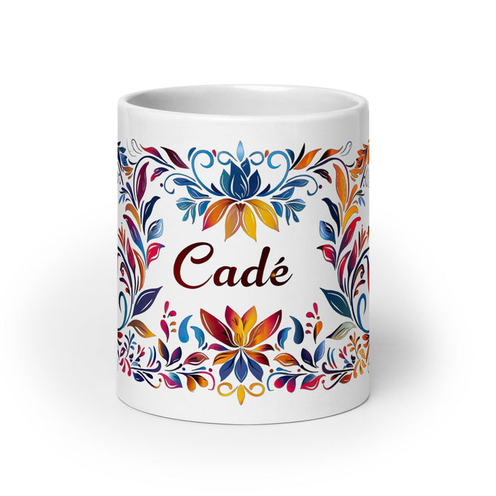 Cade Exclusive Name Art Piece Home Office Work Coffee Mug Mexican Spanish Pride Gift Cup One-Of-A-Kind Calligraphy White Glossy Mug | C4 Mexicada