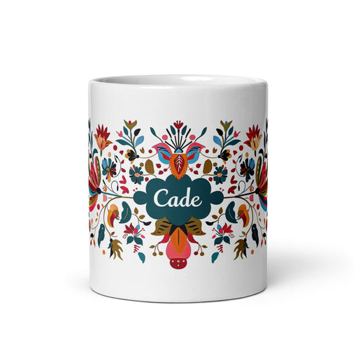 Cade Exclusive Name Art Piece Home Office Work Coffee Mug Mexican Spanish Pride Gift Cup One-Of-A-Kind Calligraphy White Glossy Mug | C5 Mexicada