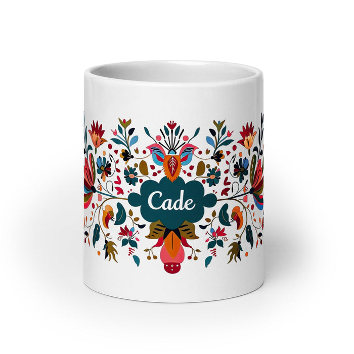 Cade Exclusive Name Art Piece Home Office Work Coffee Mug Mexican Spanish Pride Gift Cup One-Of-A-Kind Calligraphy White Glossy Mug | C5 Mexicada