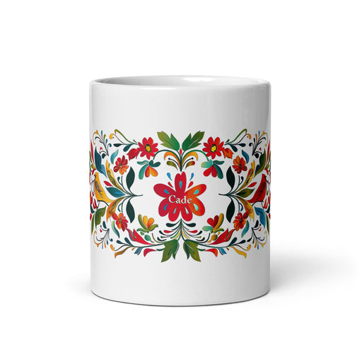 Cade Exclusive Name Art Piece Home Office Work Coffee Mug Mexican Spanish Pride Gift Cup One-Of-A-Kind Calligraphy White Glossy Mug | C6 Mexicada