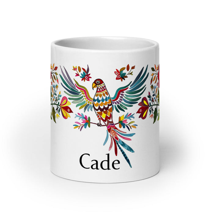 Cade Exclusive Name Art Piece Home Office Work Coffee Mug Mexican Spanish Pride Gift Cup One-Of-A-Kind Calligraphy White Glossy Mug | C7 Mexicada