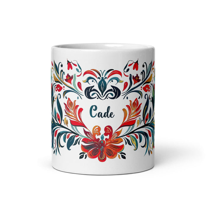 Cade Exclusive Name Art Piece Home Office Work Coffee Mug Mexican Spanish Pride Gift Cup One-Of-A-Kind Calligraphy White Glossy Mug | C8 Mexicada