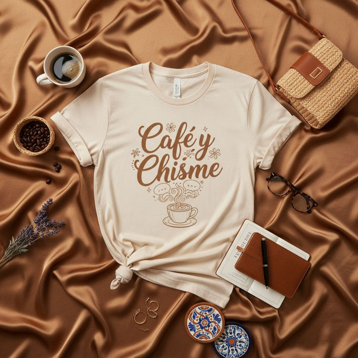 Café y Chisme T-Shirt Spanish Coffee and Gossip Shirt for Women Men Unisex Cute Latinx Apparel Tee Top Mexicada