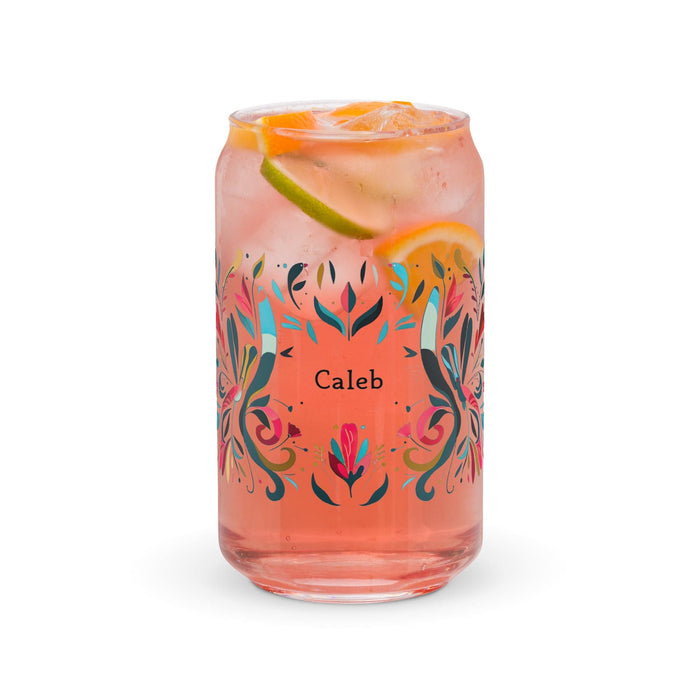 Caleb Exclusive Name Art Piece Can-Shaped Glass Home Office Work Mexican Spanish Pride Gift Cup One-Of-A-Kind Calligraphy Glass | C1 Mexicada