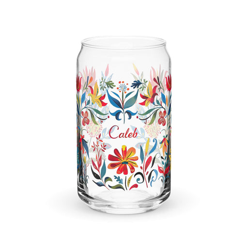 Caleb Exclusive Name Art Piece Can-Shaped Glass Home Office Work Mexican Spanish Pride Gift Cup One-Of-A-Kind Calligraphy Glass | C10 Mexicada 16 oz