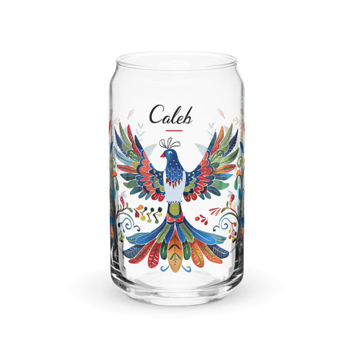 Caleb Exclusive Name Art Piece Can-Shaped Glass Home Office Work Mexican Spanish Pride Gift Cup One-Of-A-Kind Calligraphy Glass | C11 Mexicada 16 oz