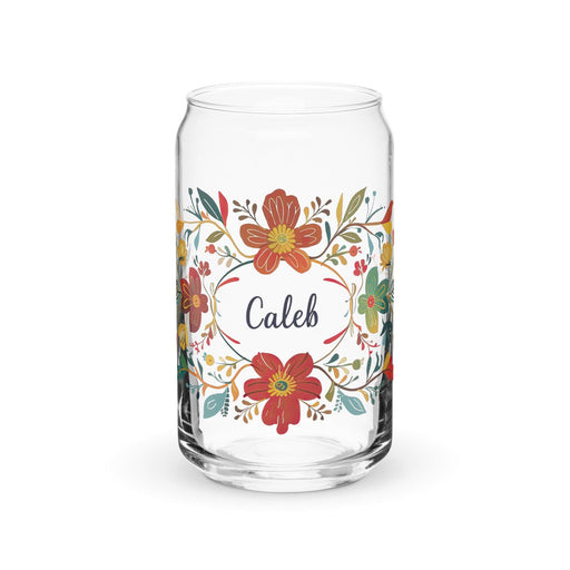 Caleb Exclusive Name Art Piece Can-Shaped Glass Home Office Work Mexican Spanish Pride Gift Cup One-Of-A-Kind Calligraphy Glass | C2 Mexicada 16 oz