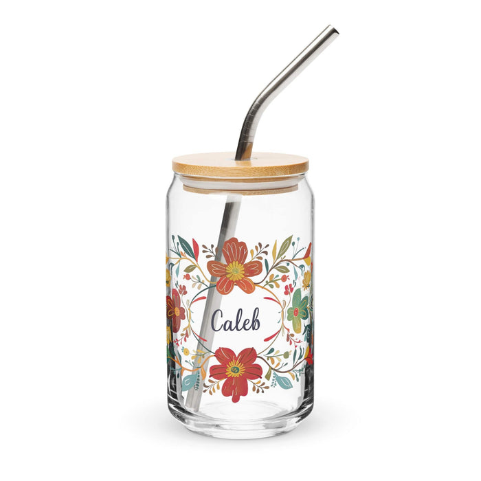 Caleb Exclusive Name Art Piece Can-Shaped Glass Home Office Work Mexican Spanish Pride Gift Cup One-Of-A-Kind Calligraphy Glass | C2 Mexicada 16 oz With Lid & Straw