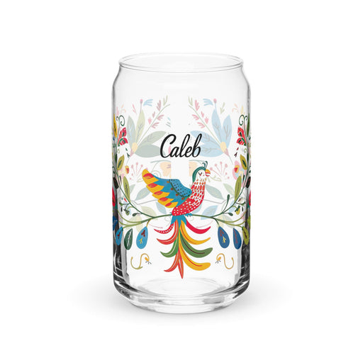 Caleb Exclusive Name Art Piece Can-Shaped Glass Home Office Work Mexican Spanish Pride Gift Cup One-Of-A-Kind Calligraphy Glass | C5 Mexicada 16 oz