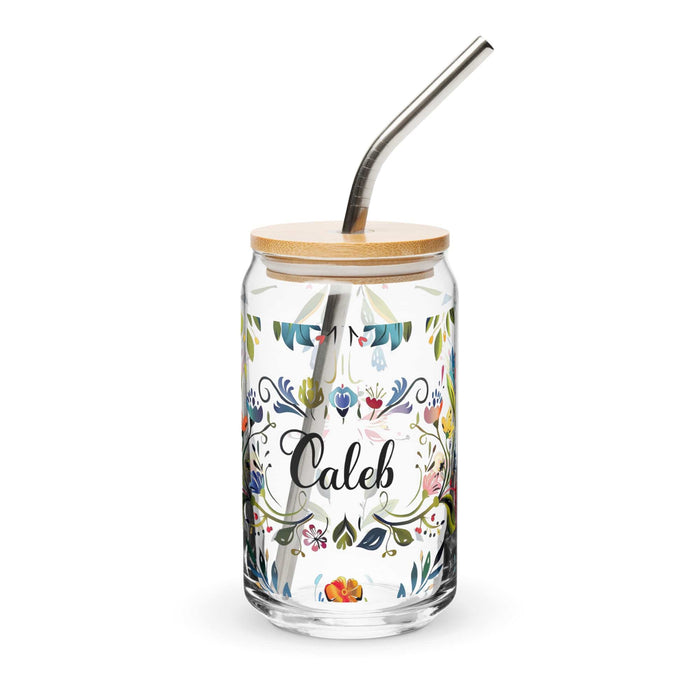 Caleb Exclusive Name Art Piece Can-Shaped Glass Home Office Work Mexican Spanish Pride Gift Cup One-Of-A-Kind Calligraphy Glass | C9 Mexicada 16 oz With Lid & Straw