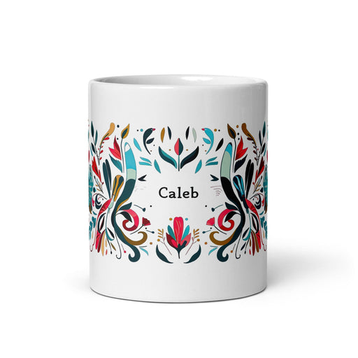 Caleb Exclusive Name Art Piece Home Office Work Coffee Mug Mexican Spanish Pride Gift Cup One-Of-A-Kind Calligraphy White Glossy Mug | C1 Mexicada